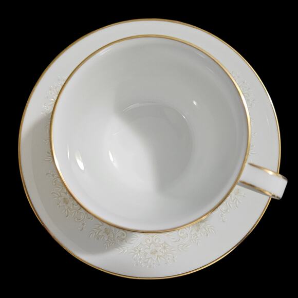 Set of 4 Noritake Dearest 2034 Cup Saucer Sets Fine China Japan Gold Trim Floral - Picture 6 of 9